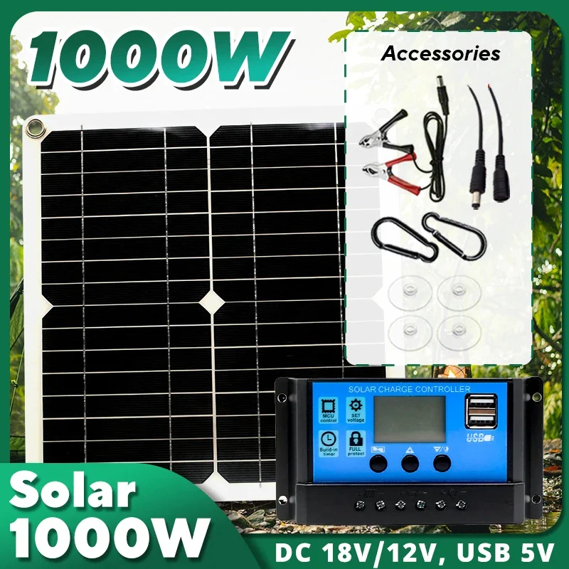 Solar Emergency Charger - 1000W Güneş Paneli Kiti, 12V Güneş